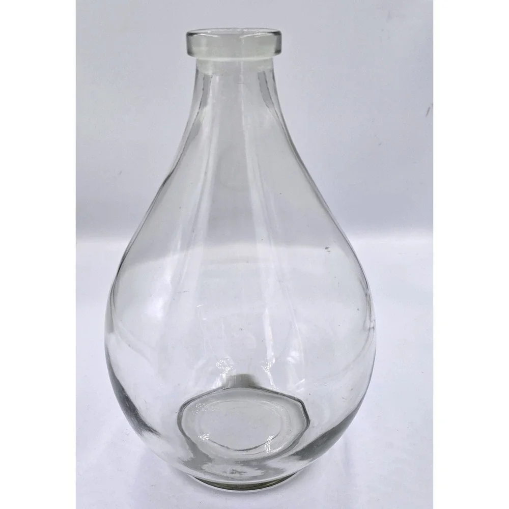 Early American Hand Blown Clear Glass Teardrop Heavy Decanter Vase Bottle   10